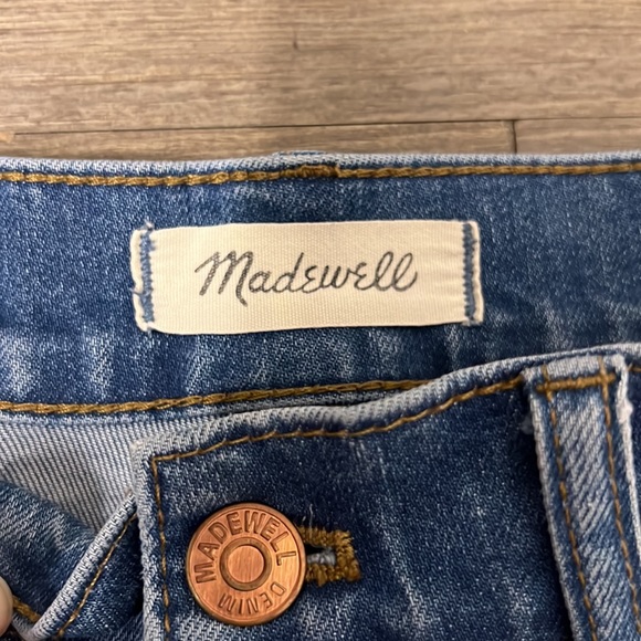 Madewell Womens High Rise Denim Shorts Size 27 Button Fly Medium Wash Raw Hem - Picture 2 of 7